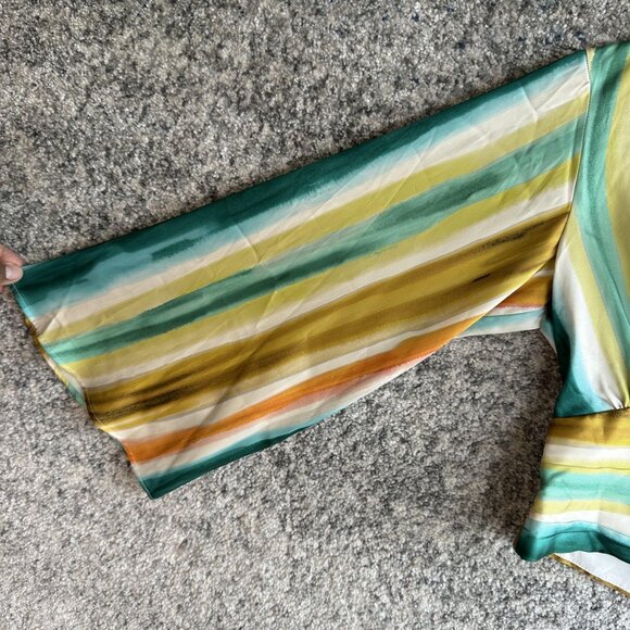 Zara Crop Top Womens XS Multicolor Striped Blouse Long Sleeve V Neck New Tag - Picture 5 of 7